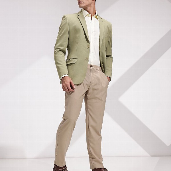 INVICTUS Slim Fit Self-Design Semiformal Blazers