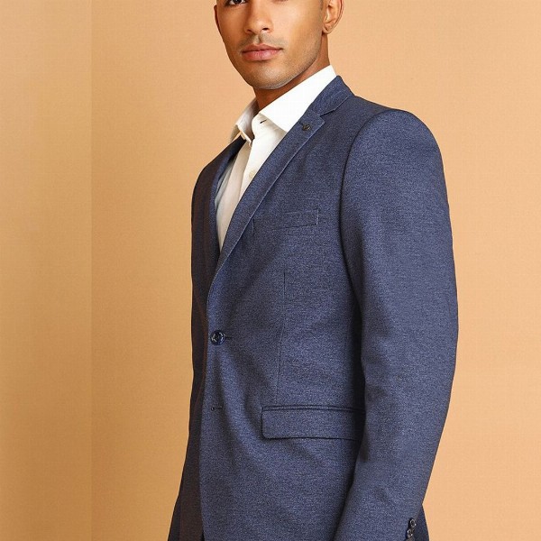 Allen Solly Textured Notched Lapel Long Sleeves Single-Breasted Slim Fit Formal Blazer