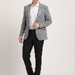 Turtle Checked Knitted Single-Breasted Blazer