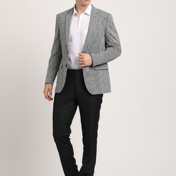 Turtle Checked Knitted Single-Breasted Blazer