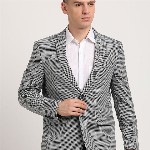 Turtle Checked Knitted Single-Breasted Blazer