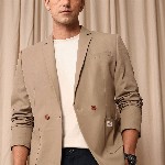 Mr Bowerbird Tailored Fit Double Breasted Casual Blazer
