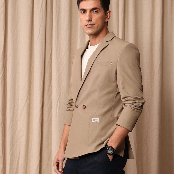 Mr Bowerbird Tailored Fit Double Breasted Casual Blazer